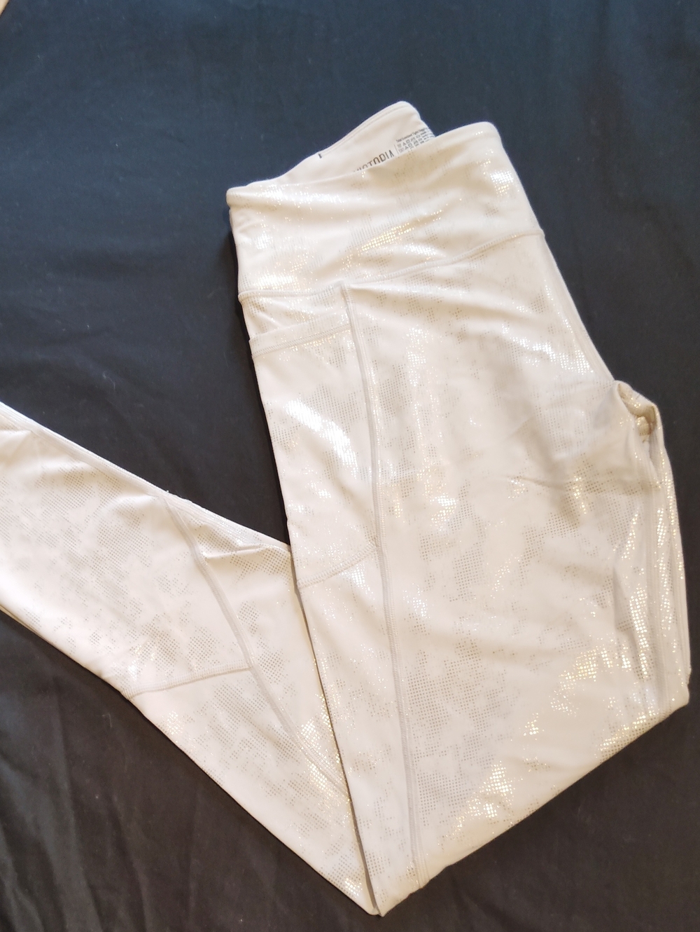 Victoria Sport White Leggings with Gold Foil Detail